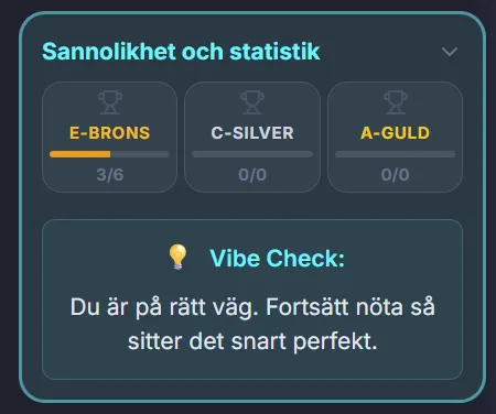 Vibe check per område i MatteMästaren – E-BRONS, C-SILVER, A-GULD och tips